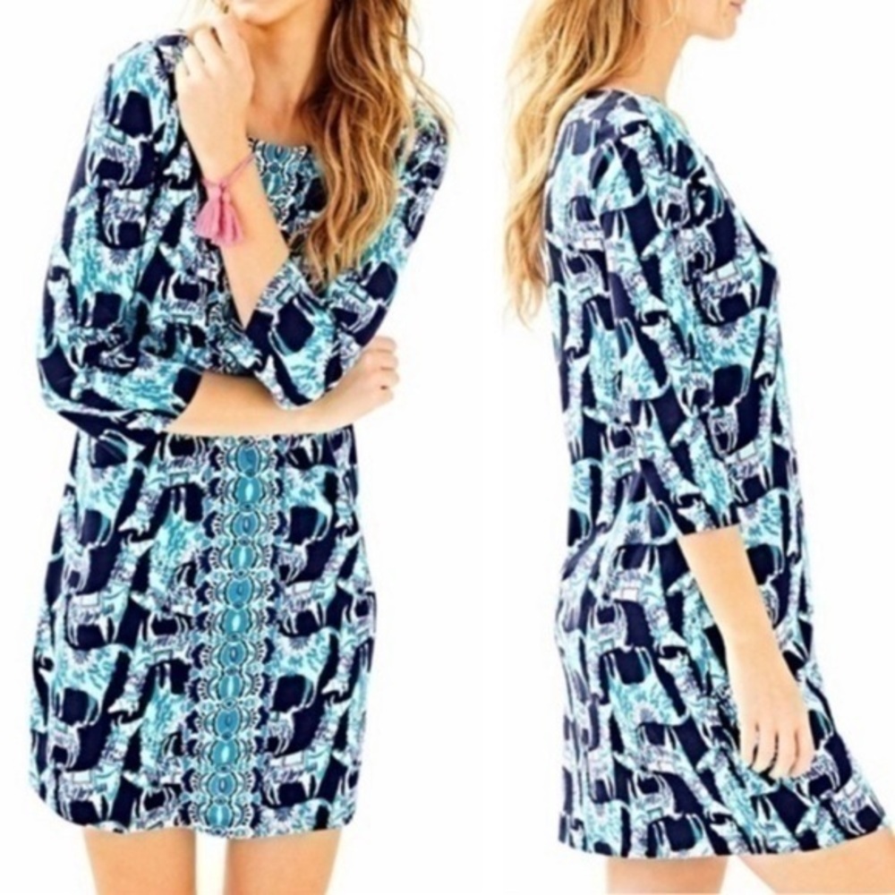 Lilly Pulitzer Bay dress in Alpaca My Bags Blue Shift Dress